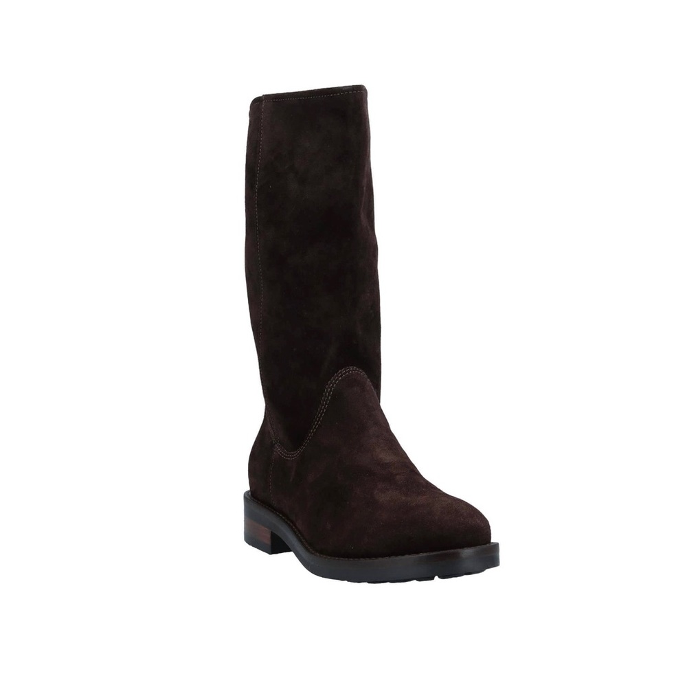 Pollini Dark Chocolate Suede Knee-High Heeled Boots